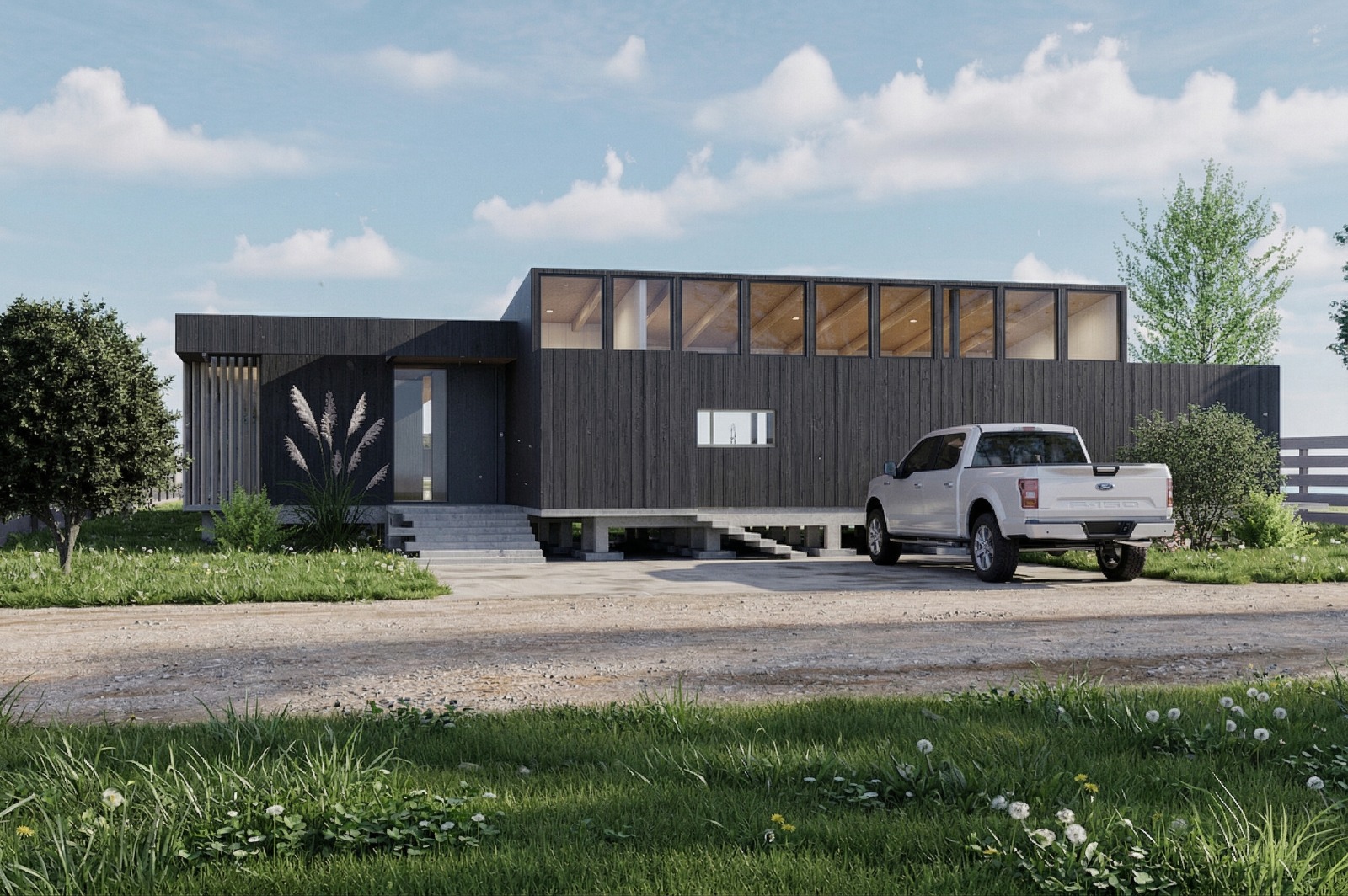 Avance exterior de casa en Lago Colbún